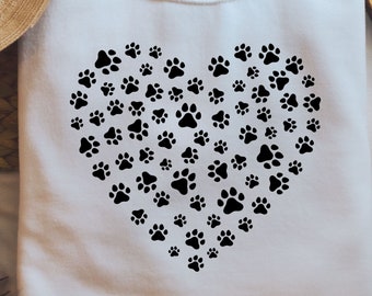 Paw Print hart SVG, hond SVG, bont moeder svg, hond moeder svg, hond mama svg, hond poot svg, hondenliefhebber svg, hondenshirt, Svg-bestanden voor Cricut, dier