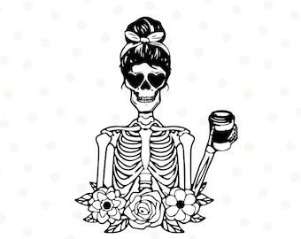 Skeleton Drinking Coffee Svg, Skeleton Svg, Coffee cut file, Skeleton Coffee, Coffee Mug Svg, Coffee Png, Svg files for cricut, coffee cup