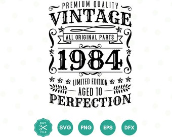 Vintage 1984 Svg, 41st Birthday Gift, 41st Birthday Svg, 1984 Shirt Svg, 41st Birthday Decor, Svg Files for Cricut, Forty Birthday svg png