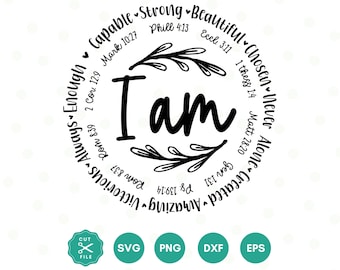 I am Inspiration SVG, Bible Verse SVG, Cut File, Cricut, Christian Inspiration SVG,  Instant Download