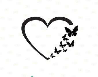 Heart with Butterflies SVG, Heart png, Butterfly svg, Wedding SVG Cut Files, Valentine's Day Svg, Digital DOWNLOAD,  Sublimation design