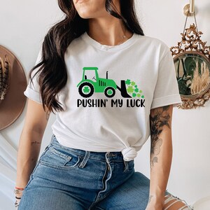 Pushin My Luck SVG file for Cricut, St Patricks day SVG, Lucky Png, Boy St Patricks day svg, Shamrock, Png / Eps / Dxf, Sublimation Design