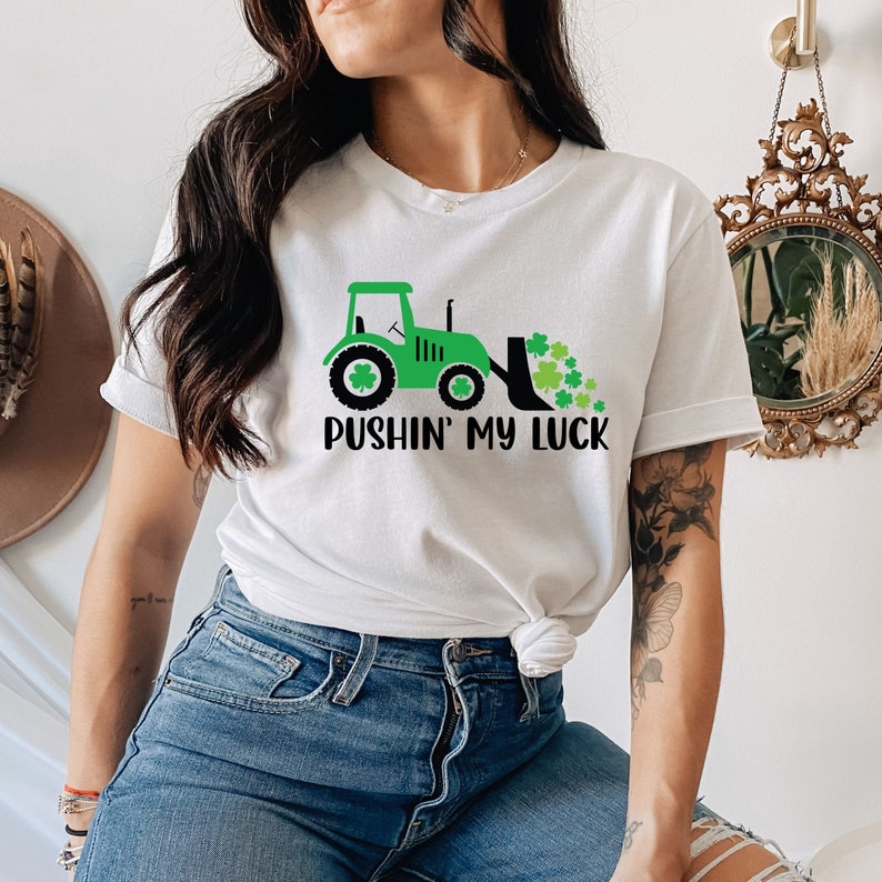 Pushin My Luck SVG file for Cricut, St Patricks day SVG, Lucky Png, Boy St Patricks day svg, Shamrock, Png / Eps / Dxf, Sublimation Design