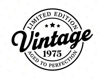 Vintage 1975 Svg, Retro 50th Birthday Gift, 50th Birthday Svg, 1975 Shirt Svg, 50th Birthday Decor, Svg Files for Cricut, Silhouette, Png