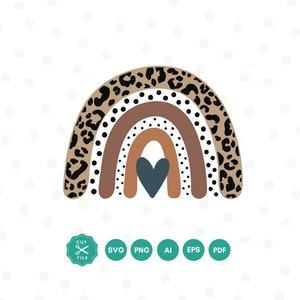 Boho Leopard Rainbow SVG, Leopard Shirt, Rainbow cut file, Digital Download, Silhouette Cut File, Svg files for cut file, Rainbow png, Retro