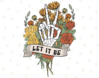 Skeleton Peace Hand Png, Vintage Skeleton, Flower Png, Sublimation Design, Skeleton Shirt, Skeleton Png, Halloween Clipart, Transparent File