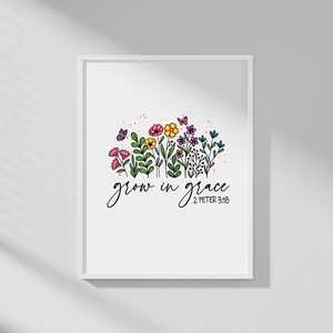 Grow in Grace 2 Peter 3:18, Bible Verse Shirt, Christian Png, Faith, Jesus, Sublimation Design,Inspirational Quotes, Digital Download