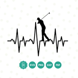Golf svg, Golfing Png, Golf Dad, Golfing Design Svg, Golf player Heartbeat, Golfer svg, Golf vector, Golf Club, Fichiers Svg pour cricut, Dxf