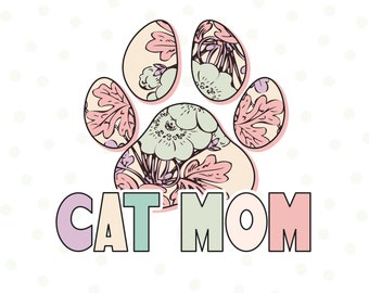 Boho Cat Mom PNG, Cat Mom Sublimation, Paw Print, Cat Mom clipart, Fur Mama, Fur Mom, Sublimation Designs, Cat Mom Shirt, Instant download