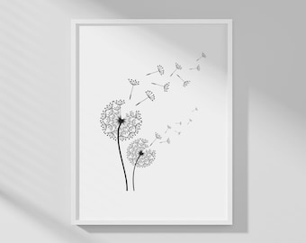 Dandelion Svg, Dandelion Svg, Dandelion Png, Clipart, Flower Svg, Dxf, Cut files for Cricut, Silhouette, Digital Download, Sublimation