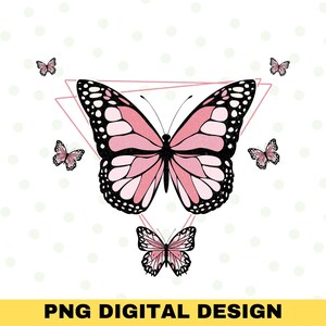 Boho Pastel Butterfly Sublimation, Butterfly Png, Flower Png, Sublimation Designs, Instant Download, Retro butterfly clipart, Hippie Decor