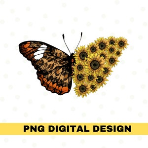 Western Sunflower Butterfly PNG files for sublimation downloads, Leopard Sunflower PNG sublimation designs, Western PNG, Country png