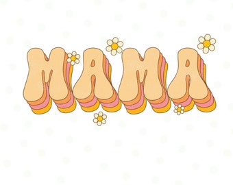 Retro Mama Sublimation PNG, Hippie Mama Png, Mom Life Png, Boho Mama Design, Sublimation Designs, Mama Print, Digitaler Download, Mom Png