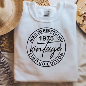 Vintage 1975 Svg, 1975 Shirt Svg, 70&#39;s  Baby, Birthday Gift, Birthday Svg, Birthday Decor, Svg files for Cricut, Png, Sublimation designs