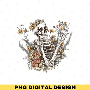 Vintage Floral Skeleton Png, Flowers Png, Motivational Png, Skeleton Design, Dead Inside Png, Spooky Png, Skull png, Sublimation Designs