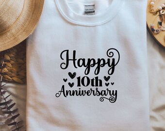 Happy 10th Anniversary Svg, Anniversary Png, Engagement, Wedding