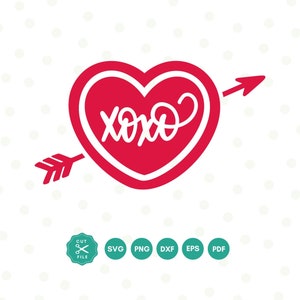 Hart svg, xoxo Svg, Valentijnsdag Svg, Cupido pijl Svg, SVG-bestanden voor Cricut, Valentijnsdag shirt, Svg-bestand knippen, hart clipart, silhouet