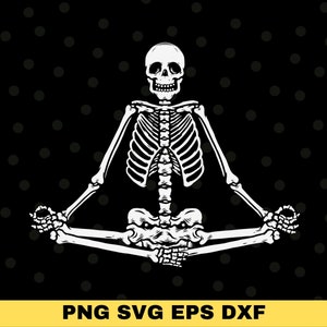 Skeleton Lotus Yoga Balance SVG, Skull Cut file, Svg files for Cricut, Skull Vector, Skull Png, Skeleton Svg, Skull clipart, Halloween