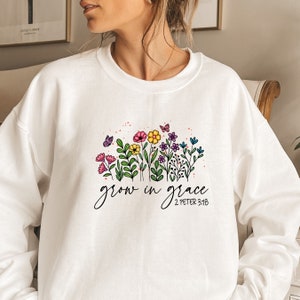 Grow in Grace 2 Peter 3:18, Bible Verse Shirt, Christian Png, Faith, Jesus, Sublimation Design,Inspirational Quotes, Digital Download