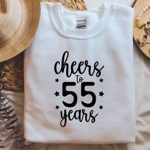 Cheers to 55 years Svg, 55th Birthday Svg, Fifty Five Birthday Shirt Svg, Birthday Decor, Birthday Gift Svg, 55 Svg, Cricut, dxf eps png