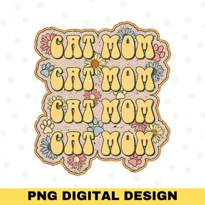 Retro Cat Mom echo PNG, Cat Mom Sublimation, Paw Print, Boho Cat Mom Png, Fur Mama, Sublimation Designs, Leopard Cheetah Cat Mom Png