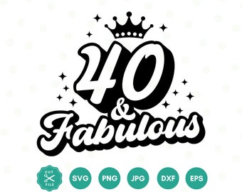 40 And Fabulous SVG, 40th Birthday SVG, Forty Birthday Shirt SVG, 40th Birthday Gift svg, Files For Cricut, Silhouette, svg dxf eps png