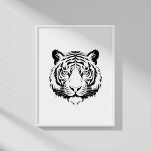 Tiger Head Silhouette, Tiger Svg, Png, Tiger Face Clipart, Tiger Wall Art Vector, T-Shirt, Logo cricut, Tiger Graphic, Digital Download