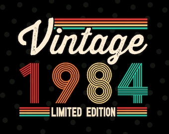 Vintage 1984 Svg, Retro 41st Birthday Gift, 41st Birthday Svg, 1984 Shirt Svg, 41st Birthday Decor, Svg Files for Cricut, Silhouette, Png
