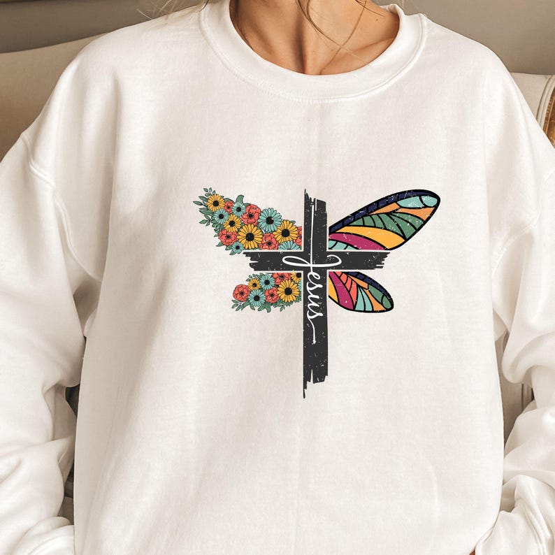 Faith Sublimation, Butterfly Cross Sublimation, Faith Png, Christian Png, Religious Clipart, Sublimation Designs, Floral Cross Butterfly image 2