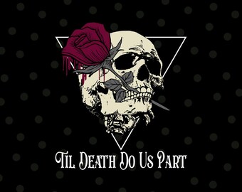 Tête de mort avec une rose rouge Png, tête de mort floral Png, Clipart tête de mort, sublimation tête de mort, Halloween Png, png gothique, chemise tête de mort, motifs par sublimation