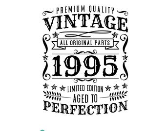 Vintage 1995 Svg, 30th Birthday Gift, 30th Birthday Svg, 1995 Shirt Svg, 30th Birthday Decor, Svg Files for Cricut, Birthday Shirt, Png