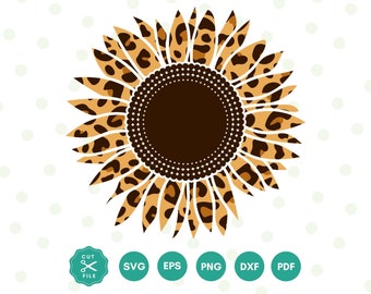 Sunflower Svg, Leopard sunflower Svg, Digital Download, Cheetah Sunflower, Sunflower Tumbler, Svg File Cricut, Png, Dxf, Eps, Silhouette