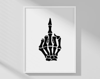 Download instantâneo do dedo médio do esqueleto SVG, PNG, download digital, gótico, Halloween, gráfico, download digital