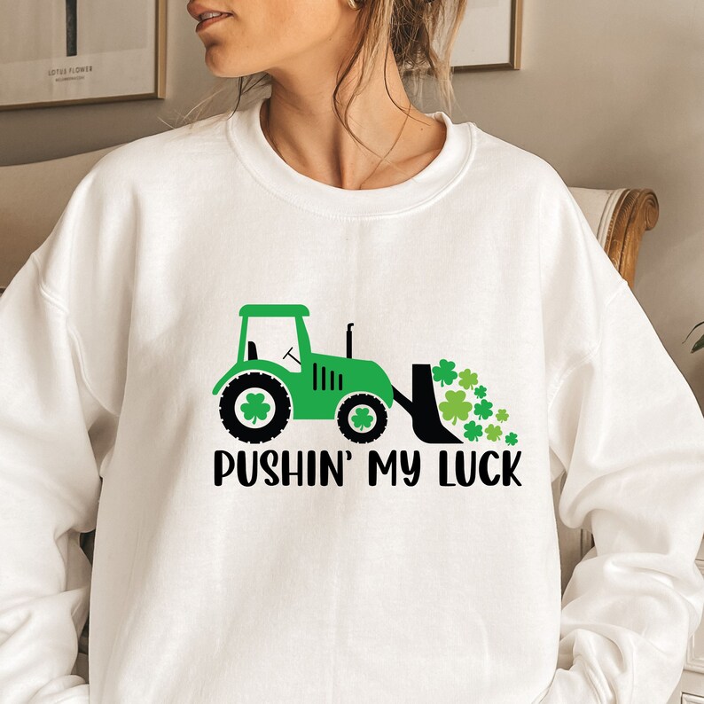 Pushin My Luck SVG file for Cricut, St Patricks day SVG, Lucky Png, Boy St Patricks day svg, Shamrock, Png / Eps / Dxf, Sublimation Design
