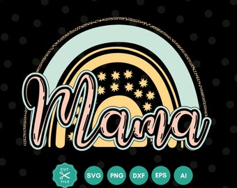 Boho Mama SVG, tęcza SVG, Matka SVG, Koszulka dla Mamy SVG, Koszulka dla Mamy SVG, Pliki SVG dla Cricut, Plik do cięcia sylwetki, Mama Png, Dzień Matki