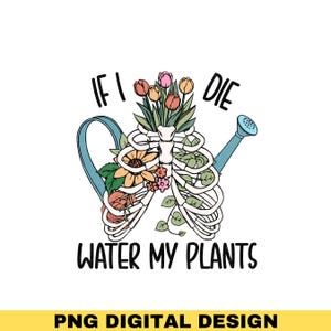 Jardinería de esqueleto PNG, sublimación de plantas con flores de esqueleto, amante de las plantas, jardinero, clipart de Halloween, diseños de sublimación, calavera floral png