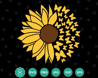 Sonnenblume Schmetterling Schmuck, Sonnenblume Schmuck, Sonnenblumen Png, Schmetterling Schmuck, Sonnenblume Schmetterling für Cricut, Cutfile, Sublimationsdesigns, Clipart