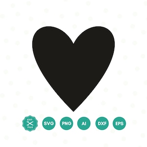 Heart Svg, Heart Vector, Png, Dxf, Instant Download, Valentines Day, Cricut, Silhouette, Clipart, Black Heart, DIGITAL DOWNLOAD