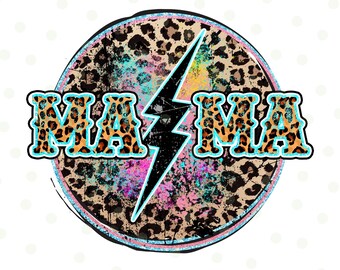 Mama Lightning Bolt Leopard Cheetah PNG, Projekty sublimacji, Pobieranie projektów sublimacji, PNG Transparent, Mama Print, Pobieranie cyfrowe