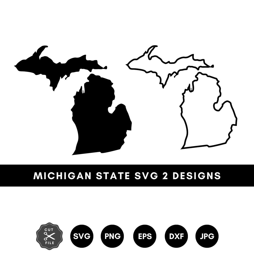 Michigan Outline Solid SVG Files, Michigan Cut Files, United States of ...