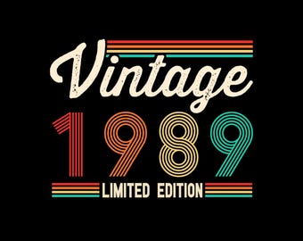 Vintage 1989 Svg, Retro 1989 Birthday Gift, 1989 Birthday Svg