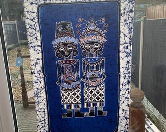 Indonesian Batik Art Handcrafted By Local Artist In Yogyakarta .  The Design Is Of The King and Queen Dressed For Their Wedding Ceremony.