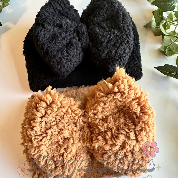 Sherpa headwrap bows, Sherpa bows, Sherpa fabric bows, Sherpa headwraps, Sherpa headbands, winter bows, winter headwrap bows