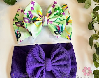 Mardi Gras, Mardi Gras Headwrap bows, Mardi Gras bow, purple Mardi Gras bow, Mardi Gras bow, Mardi Gras green bow, purple Mardi Gras bow