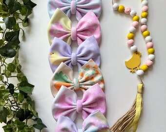Easter bows, two toned bows, easter bows, bows on clips, two toned bows, bunny bows, Easter chicks bows, pastel bows, pastel easter bows