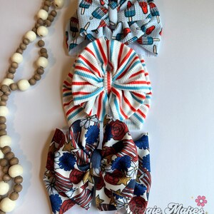 4th of July Headwrap, Memorial day bows, Forth of July bow, patriotic bows, mama headwraps, bomb pop bow, messy bow, headwrap, headband, bow bild 7