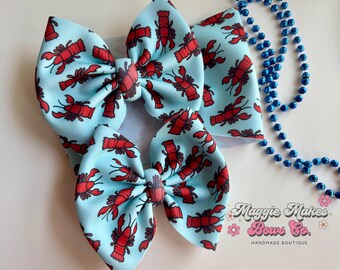 Mardi Gras, Mardi Gras Headwrap bows, Mardi Gras bow, crawfish bow, Mardi Gras bow, Mardi Gras crawfish bow, crawfish Mardi Gras bow