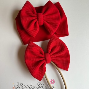 Red Bow, red bows, bows on nylon headbands, bows on clips, red bow on clips, red bows on nylon, classic red bow