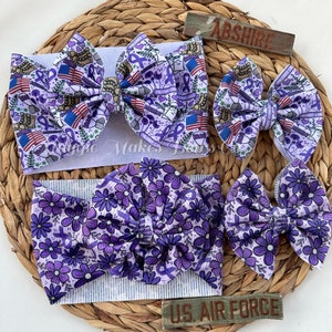 Month of the military child bow, military bow, military child bow, April military child awareness, floral military bow, purple awareness