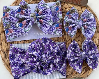 Month of the military child bow, military bow, military child bow, April military child awareness, floral military bow, purple awareness